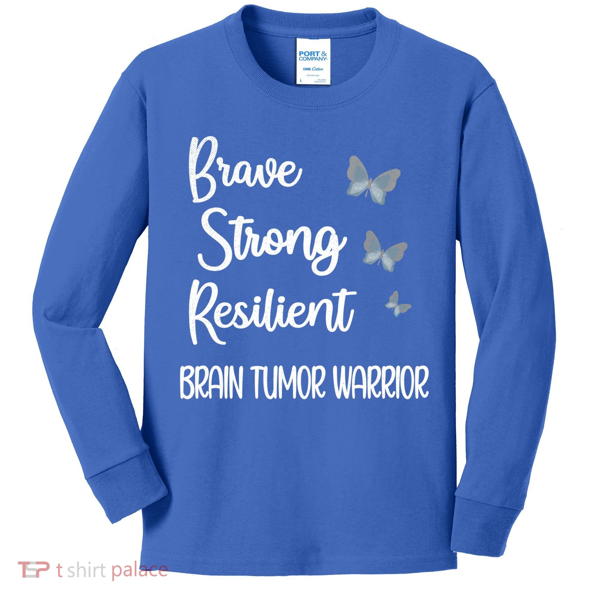 Brain Tumor Warrior Brain Cancer Awareness Gray Ribbon Gift Kids Long Sleeve Shirt