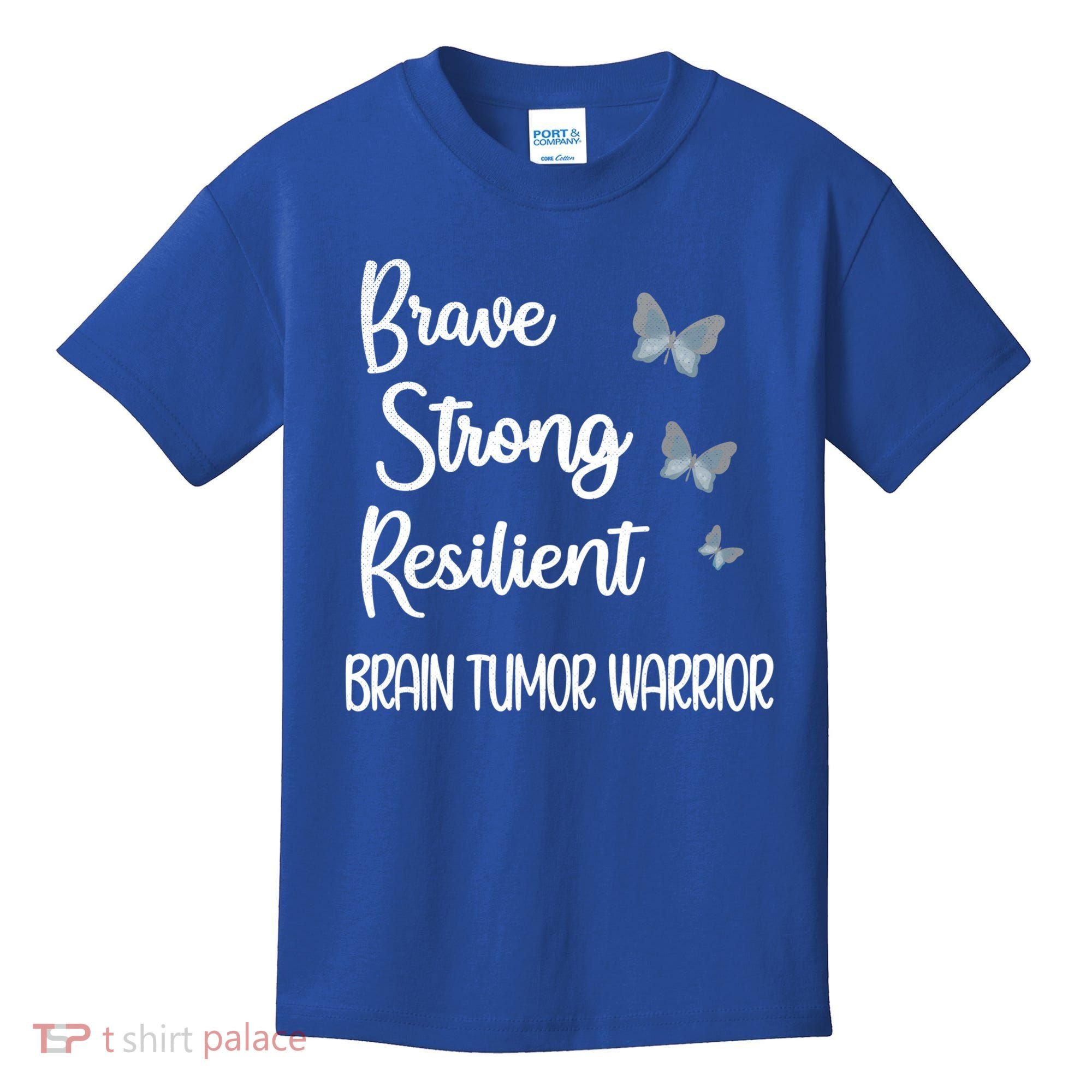 Brain Tumor Warrior Brain Cancer Awareness Gray Ribbon Gift Kids T-Shirt