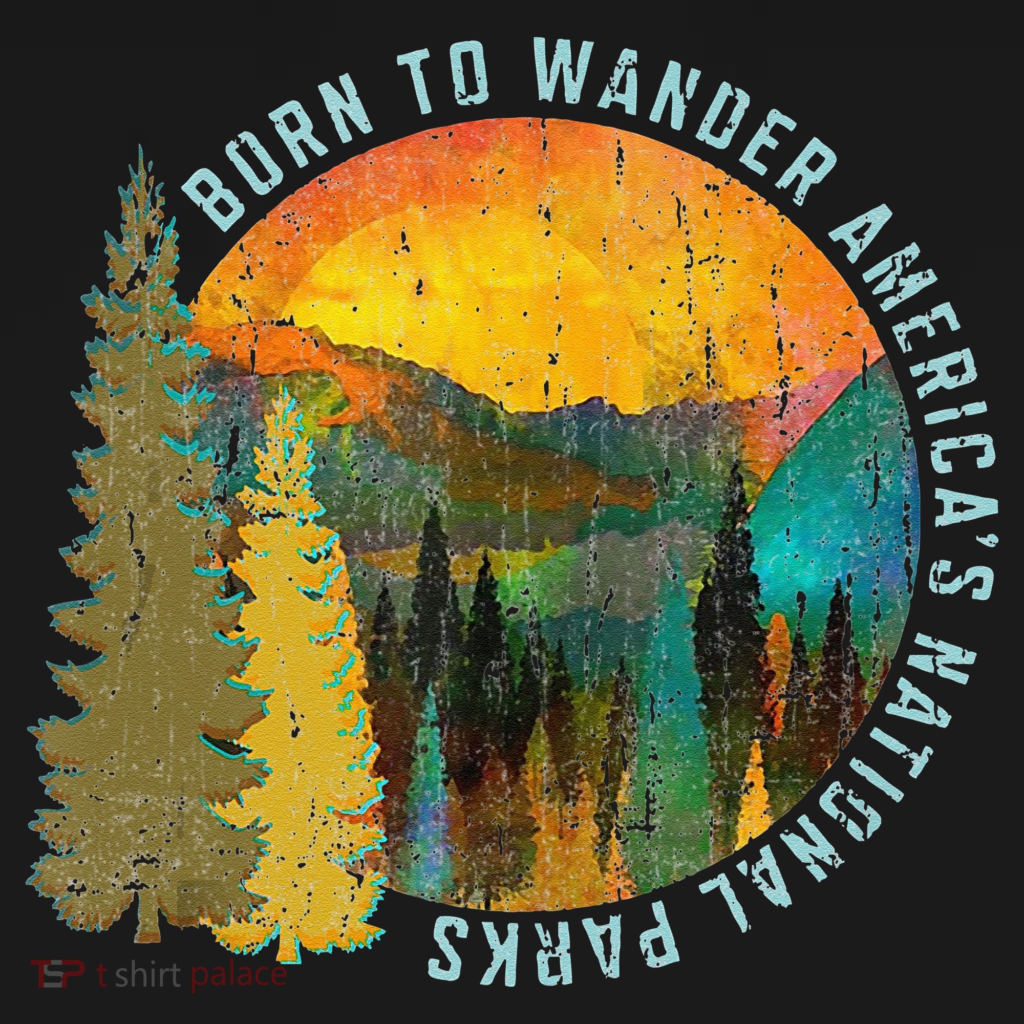 Born To Wander Americas National Parks Vintage T-Shirt