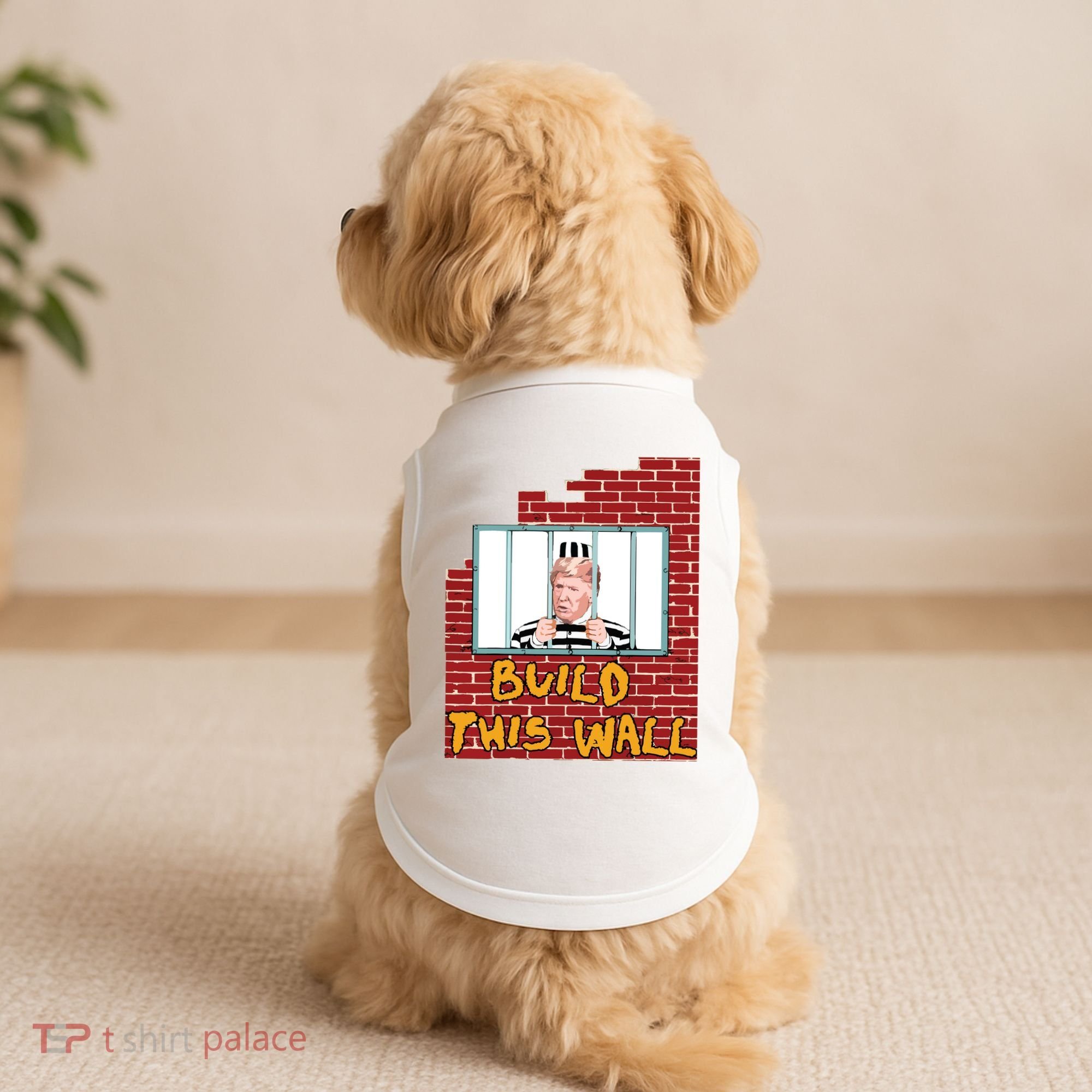 Build This Wall Lock Him Up Anti Trump Impeachment 45 Doggie Tank