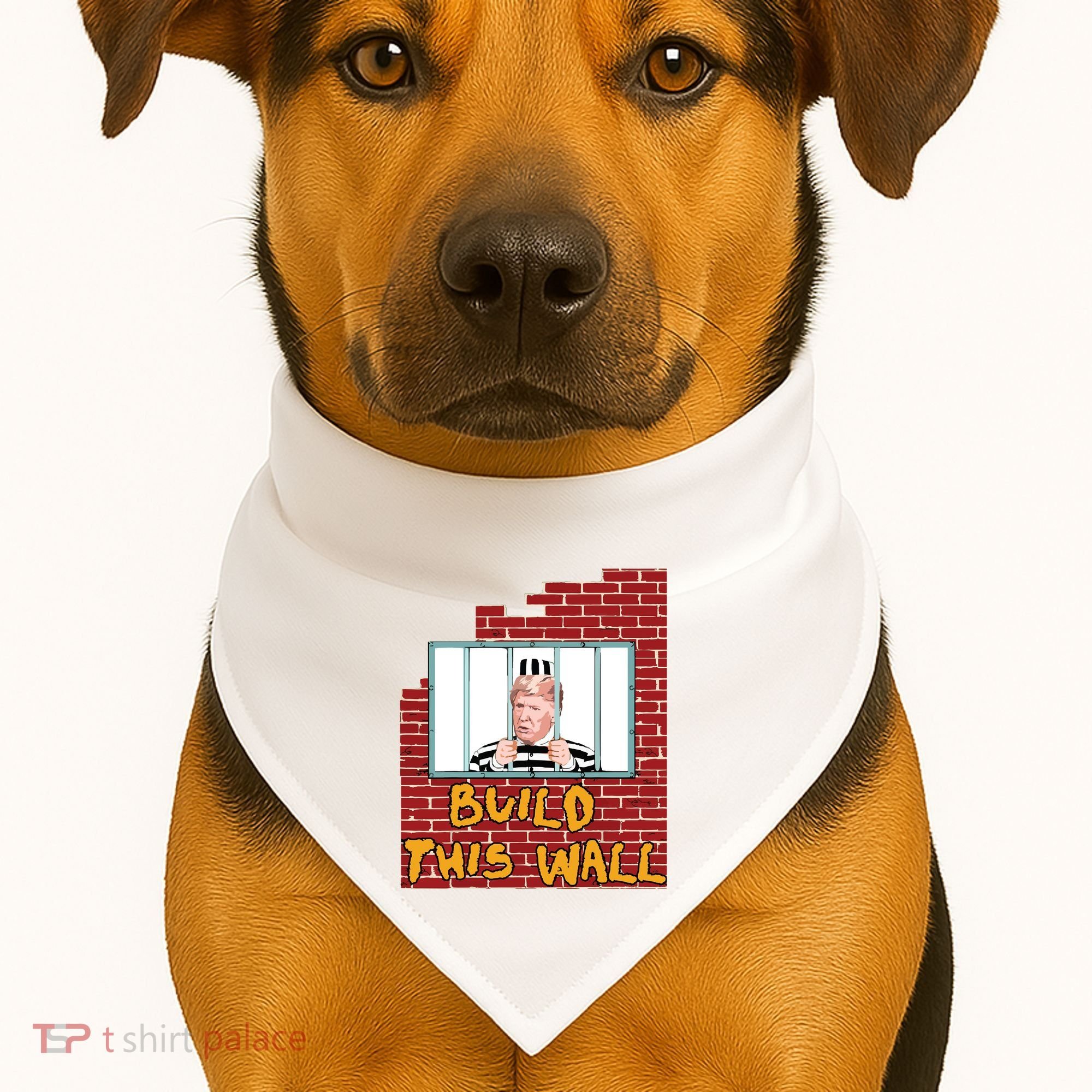 Build This Wall Lock Him Up Anti Trump Impeachment 45 USA-Made Doggie Bandana