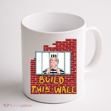 Build This Wall Lock Him Up Anti Trump Impeachment 45 Coffee Mug back