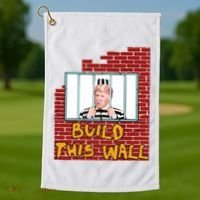 Build This Wall Lock Him Up Anti Trump Impeachment 45 Golf Towel thumb 1