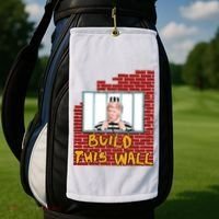Build This Wall Lock Him Up Anti Trump Impeachment 45 Golf Towel thumb 2