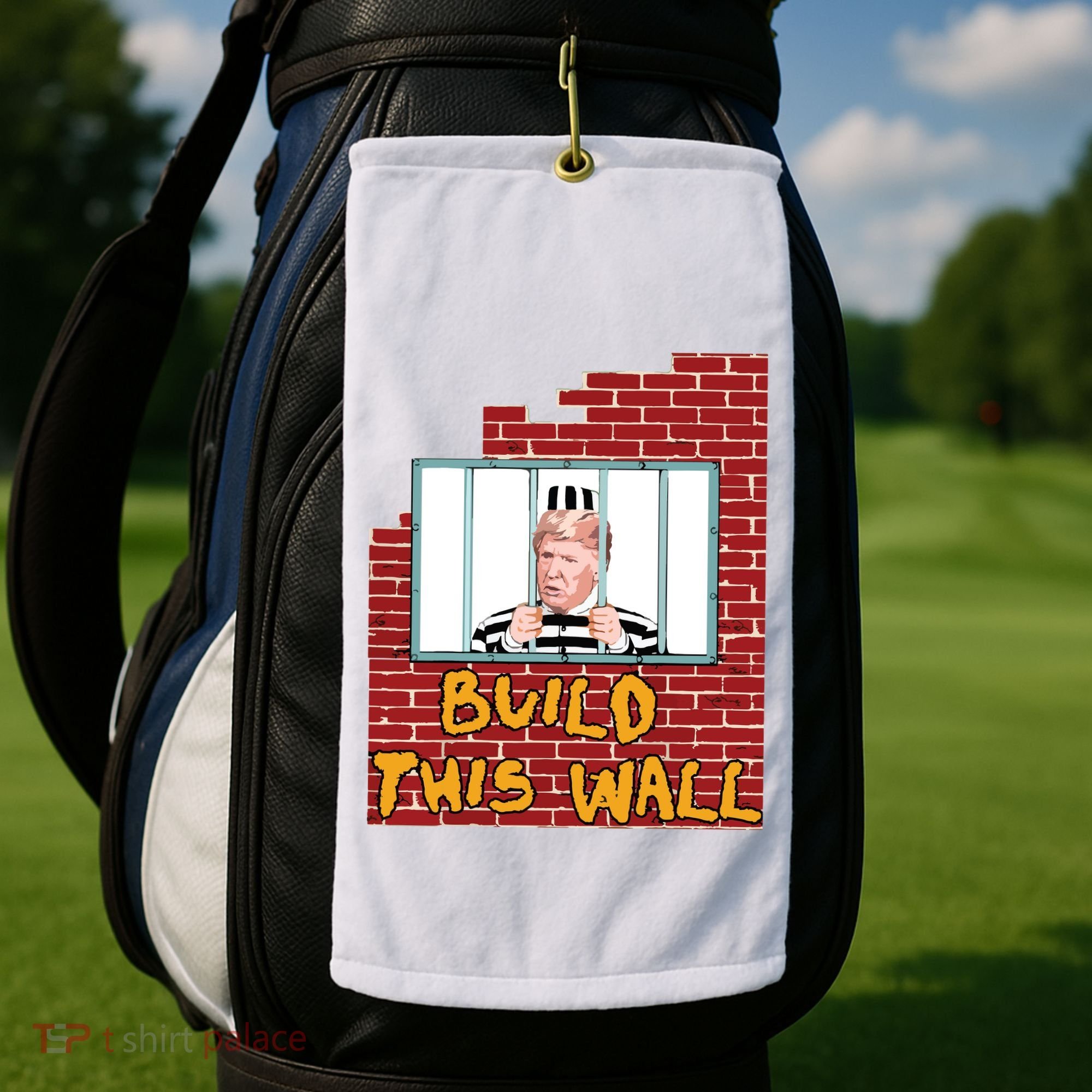 Build This Wall Lock Him Up Anti Trump Impeachment 45 Golf Towel