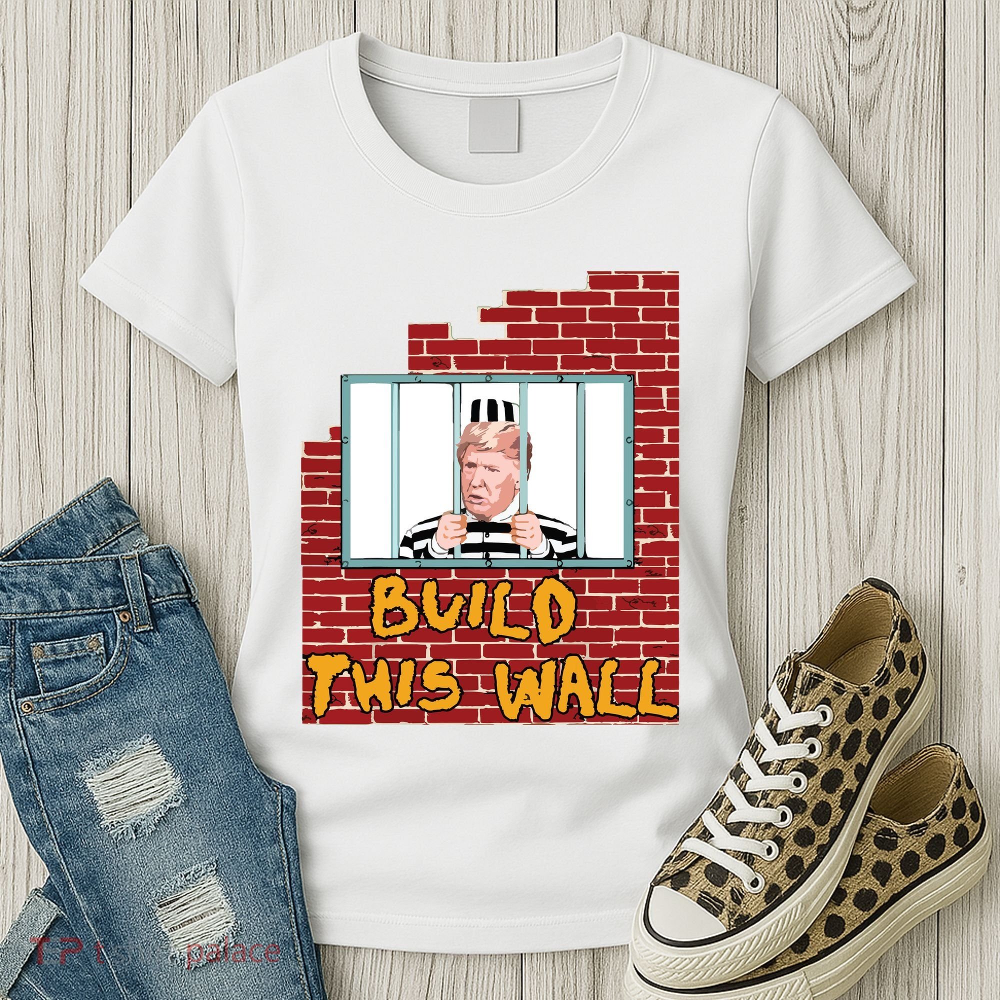 Build This Wall Lock Him Up Anti Trump Impeachment 45 Women's T-Shirt