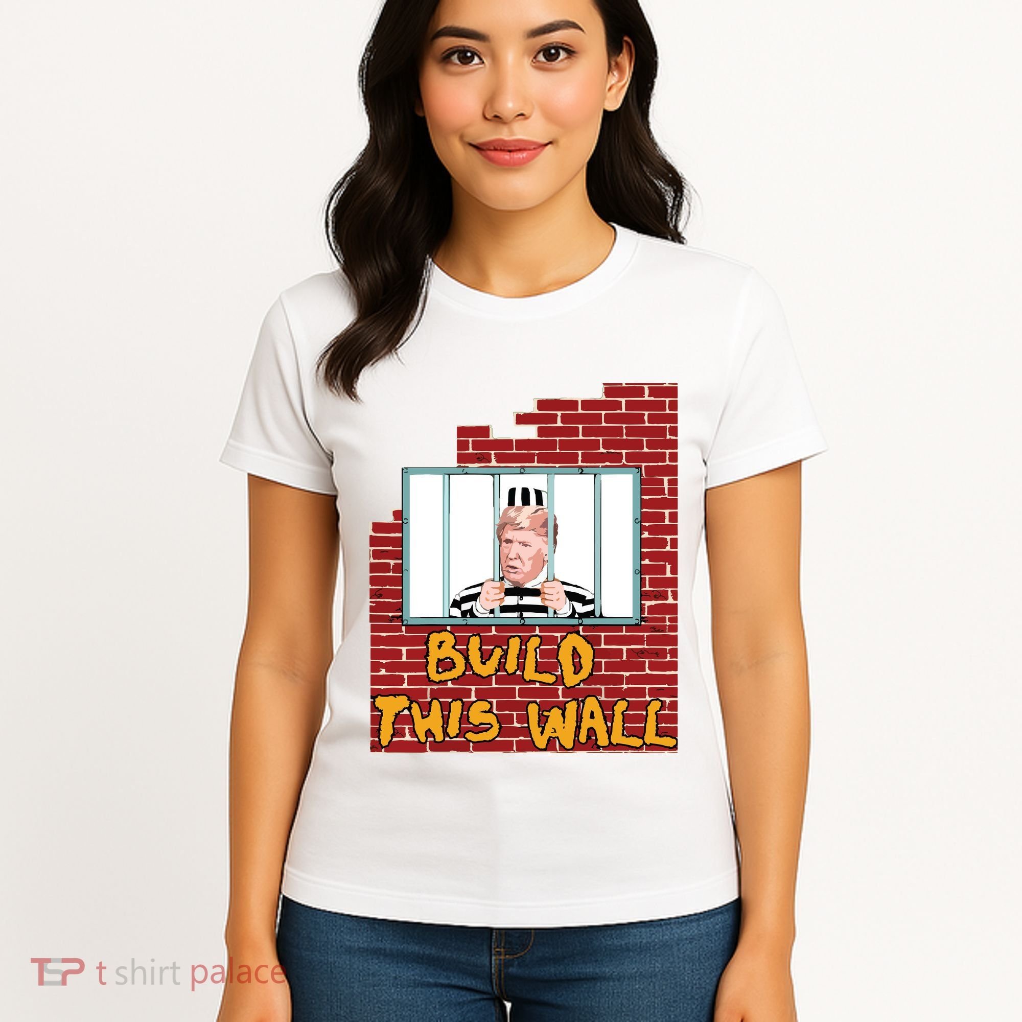 Build This Wall Lock Him Up Anti Trump Impeachment 45 Women's T-Shirt