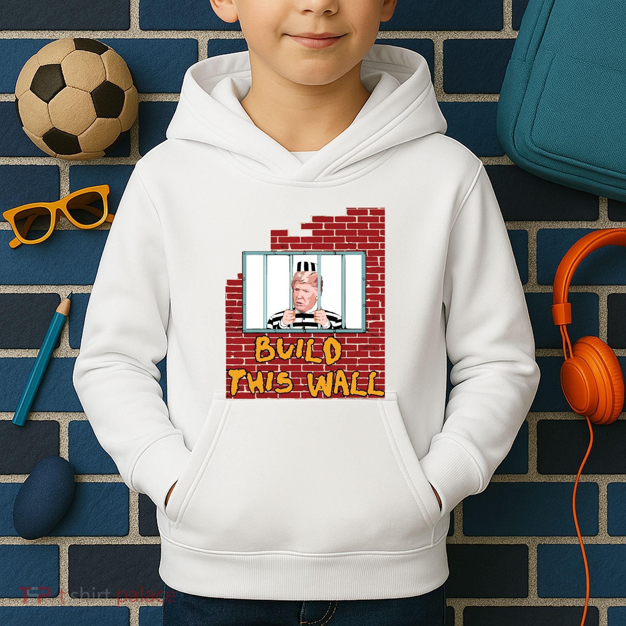 Build This Wall Lock Him Up Anti Trump Impeachment 45 Kids Hoodie
