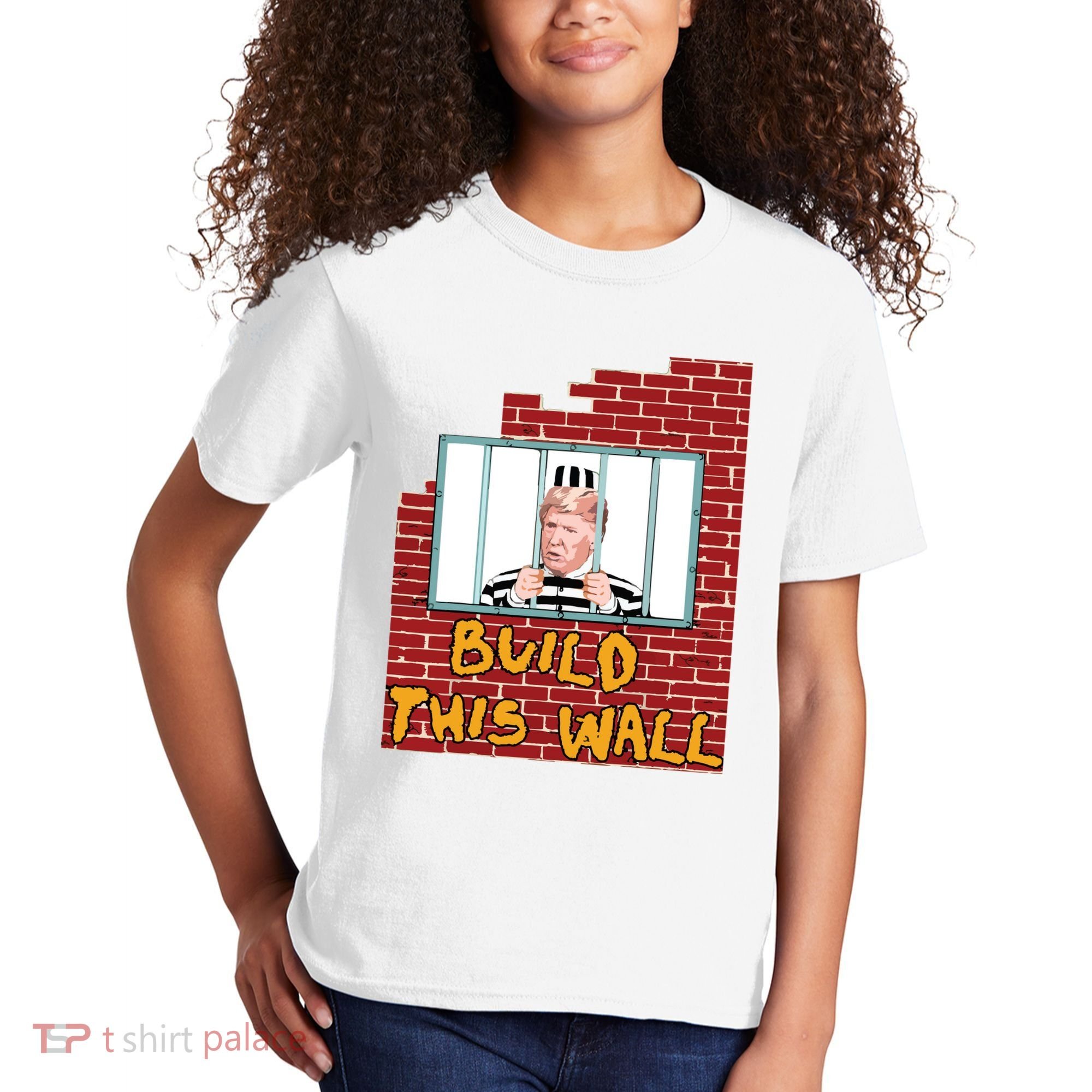 Build This Wall Lock Him Up Anti Trump Impeachment 45 Kids T-Shirt