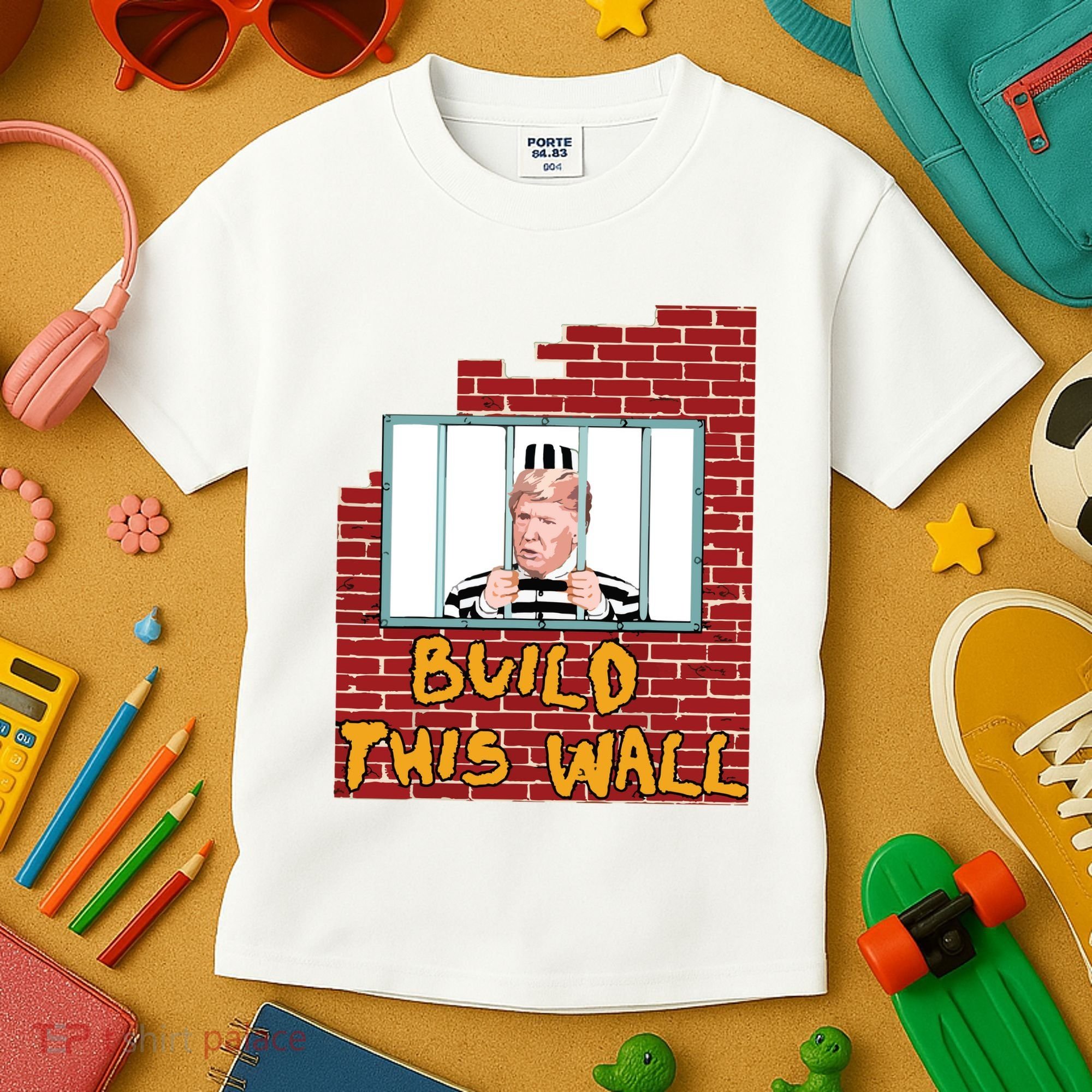 Build This Wall Lock Him Up Anti Trump Impeachment 45 Kids T-Shirt