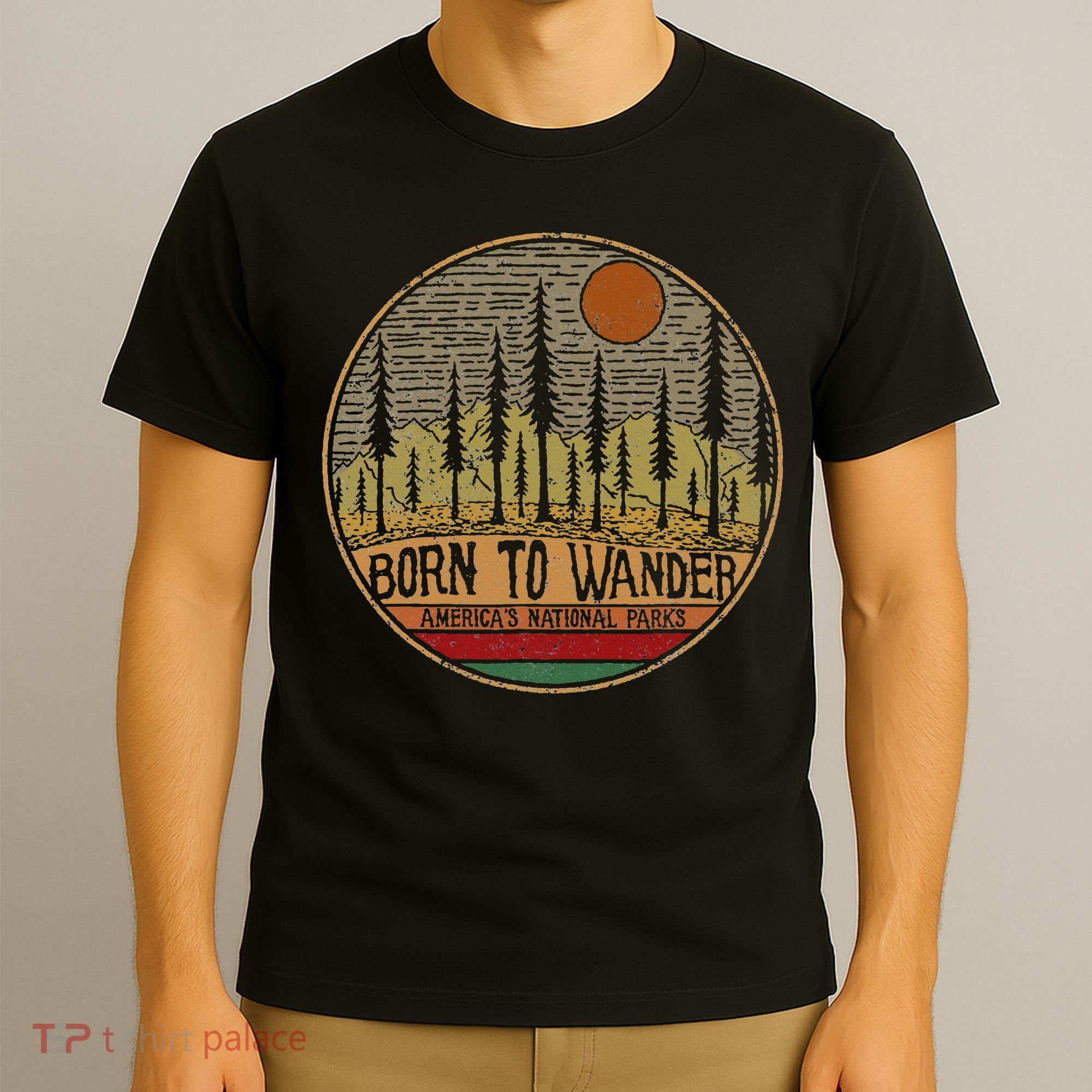 Born To Wander Americas National Parks Vintage T-Shirt
