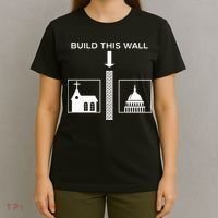 Build This Wall Ironic Separate Church And State Funny T-Shirt thumb 4