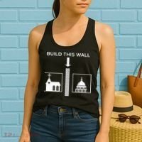 Build This Wall Ironic Separate Church And State Funny Women's Tank Top thumb 2