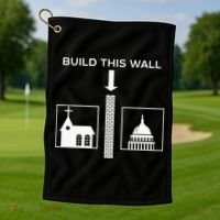 Build This Wall Ironic Separate Church And State Funny Golf Towel thumb 1