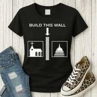 Build This Wall Ironic Separate Church And State Funny Women's T-Shirt thumb 3