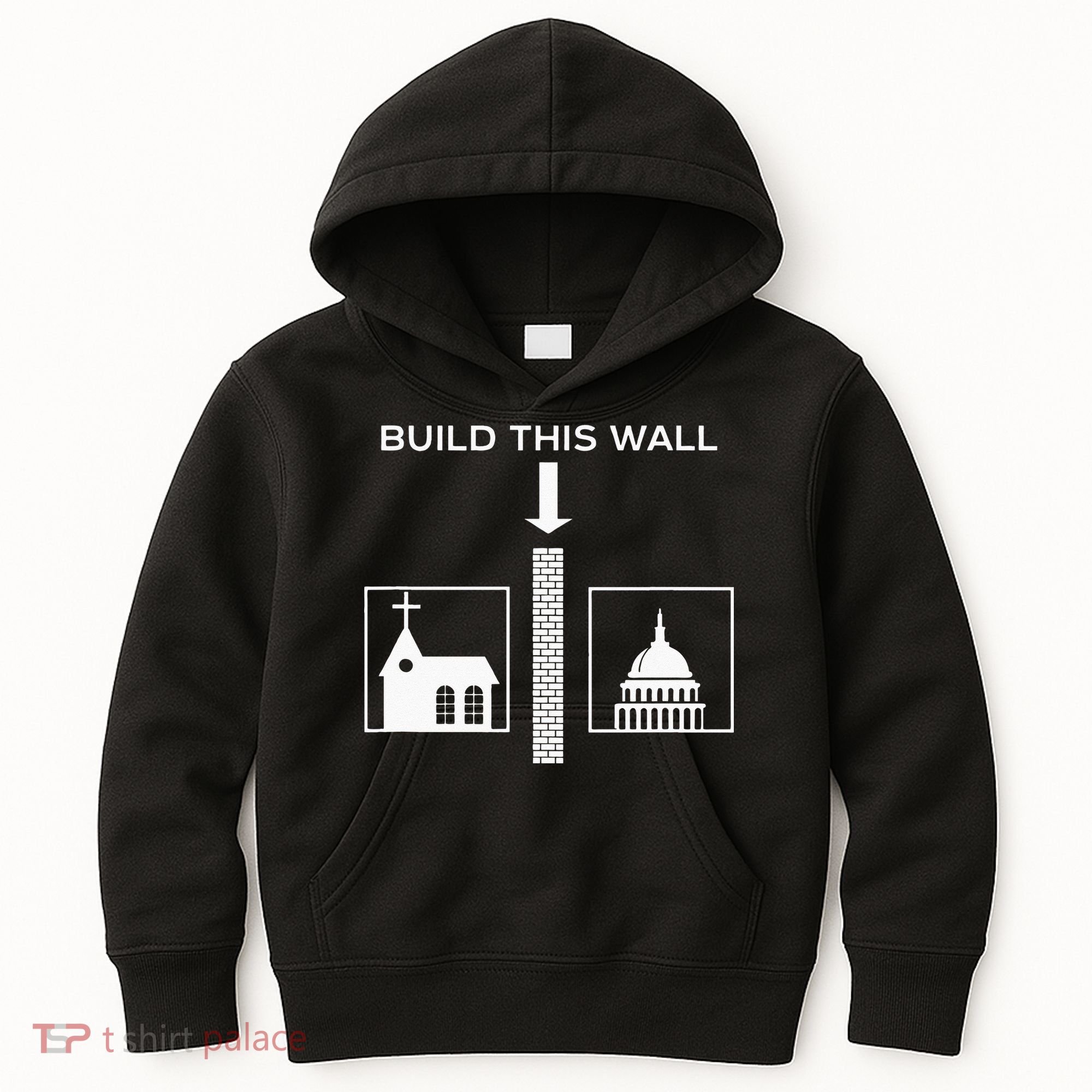 Build This Wall Ironic Separate Church And State Funny Kids Hoodie
