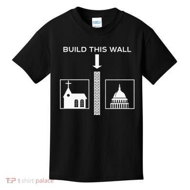 Build This Wall Ironic Separate Church And State Funny Kids T-Shirt