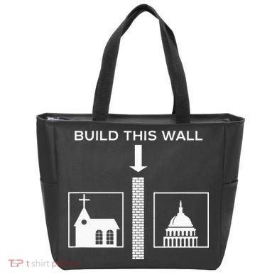 Build This Wall Ironic Separate Church And State Funny Tote Bag