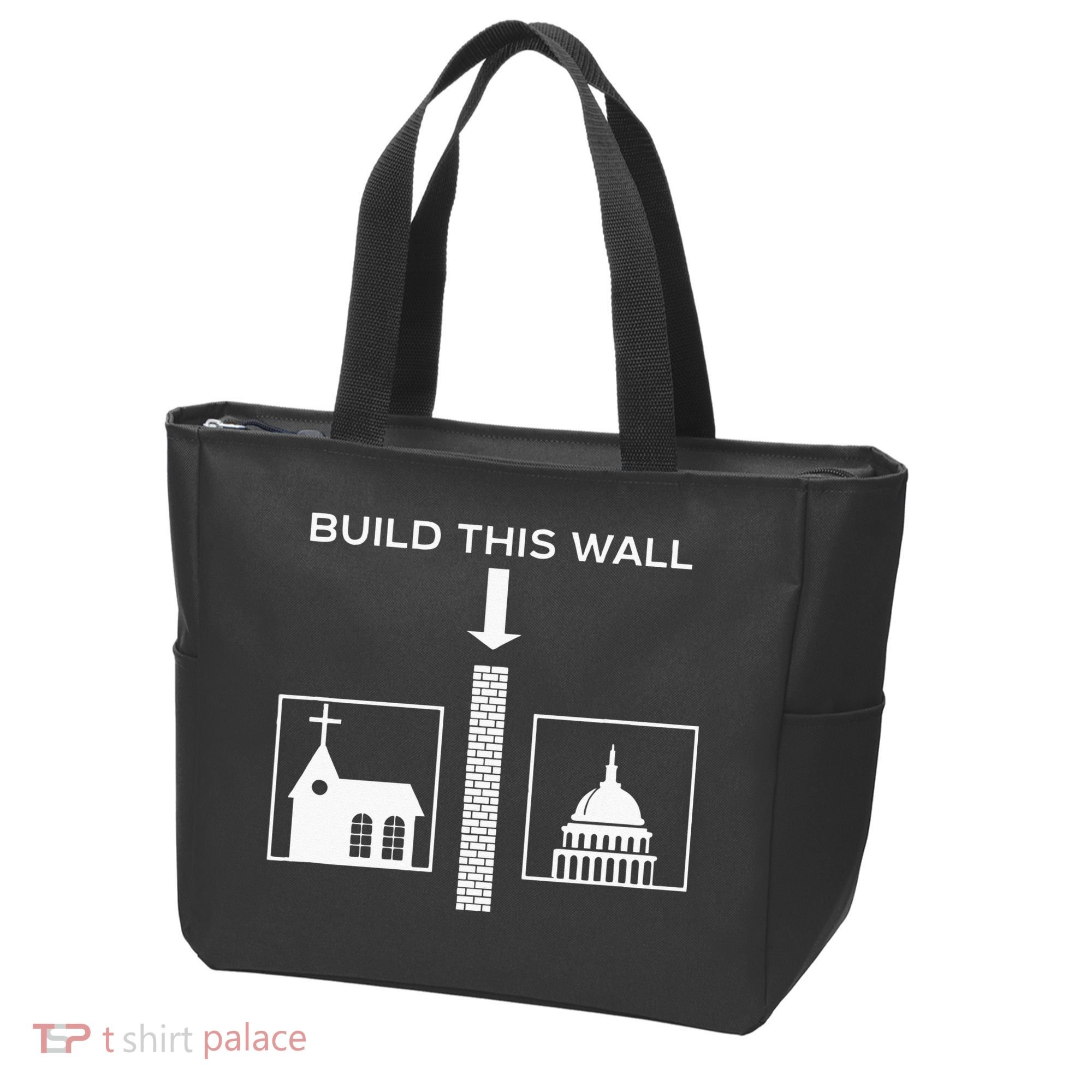 Build This Wall Ironic Separate Church And State Funny Tote Bag
