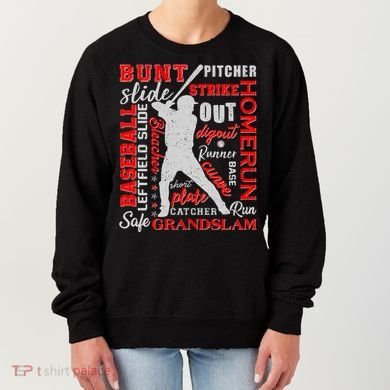 Baseball Typography Word Art Women's Sweatshirt