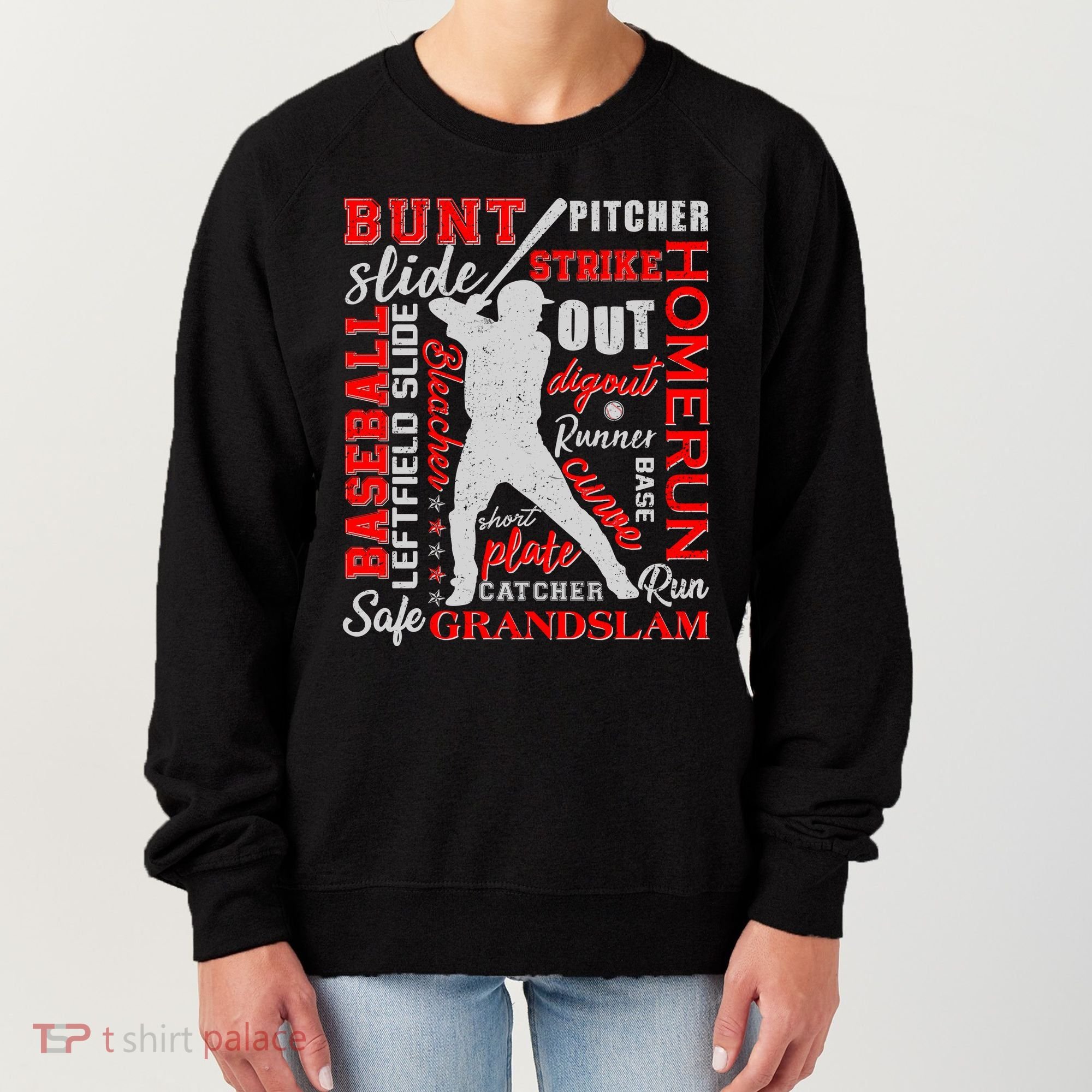 Baseball Typography Word Art Women's Sweatshirt