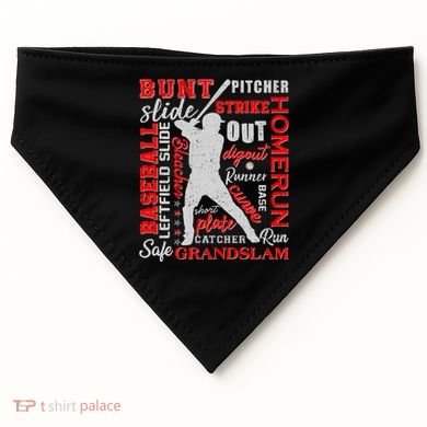 Baseball Typography Word Art USA-Made Doggie Bandana