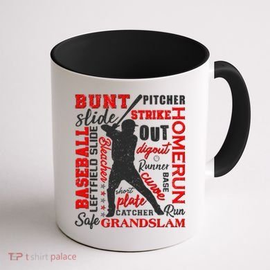 Baseball Typography Word Art Coffee Mug back