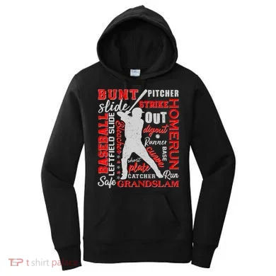 Baseball Typography Word Art Women's Hoodie