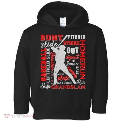 Baseball Typography Word Art Toddler Hoodie