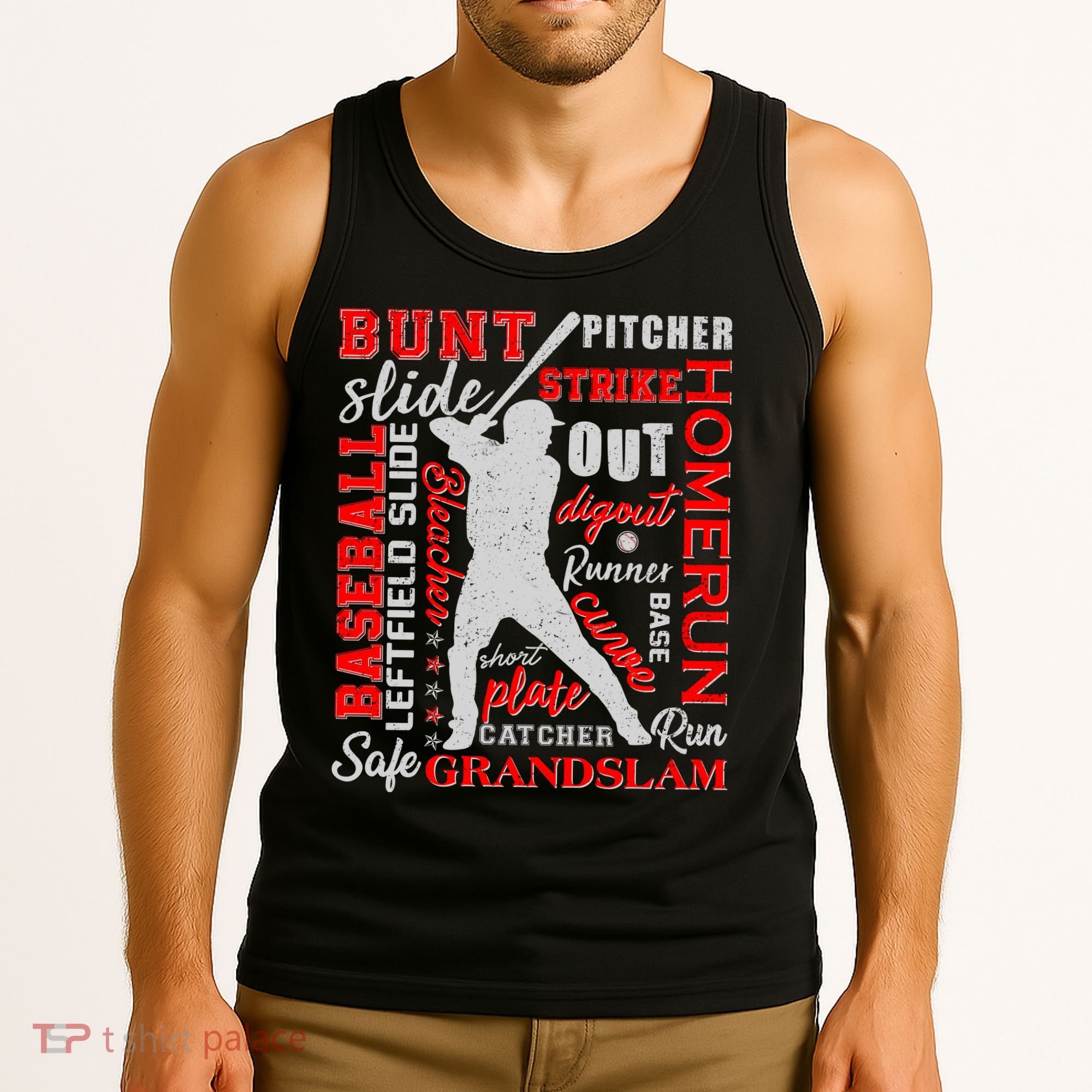 Baseball Typography Word Art Tank Top