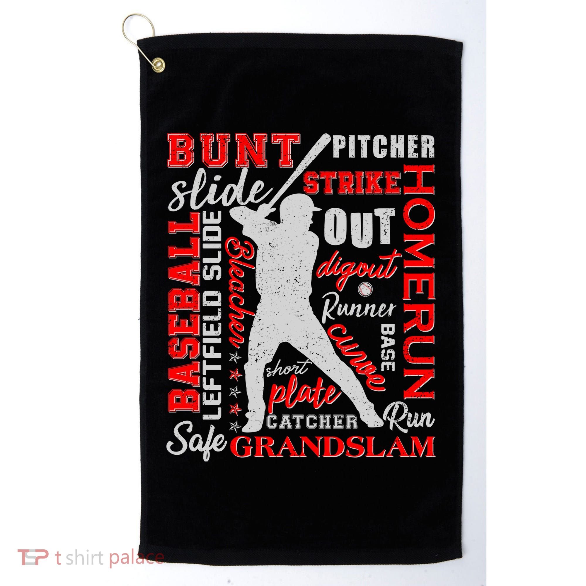Baseball Typography Word Art Golf Towel