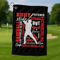 Baseball Typography Word Art Golf Towel thumb 1
