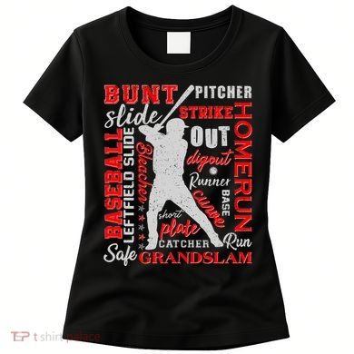 Baseball Typography Word Art Women's T-Shirt