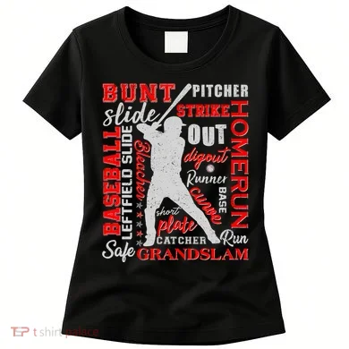 Baseball Typography Word Art Women's T-Shirt