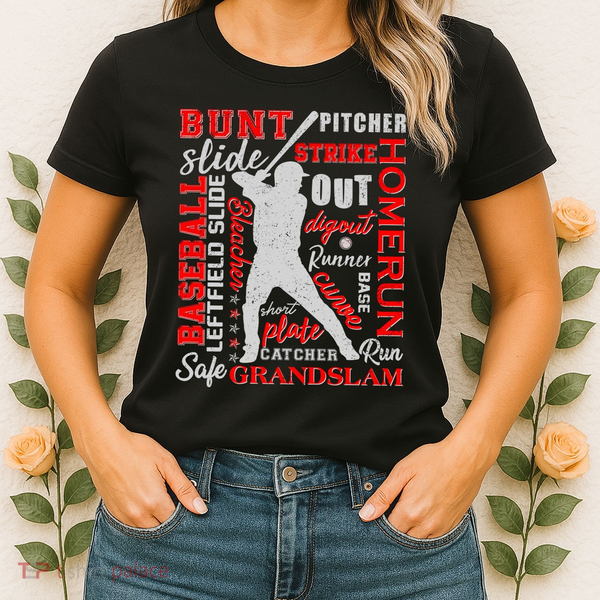 Baseball Typography Word Art Women's T-Shirt