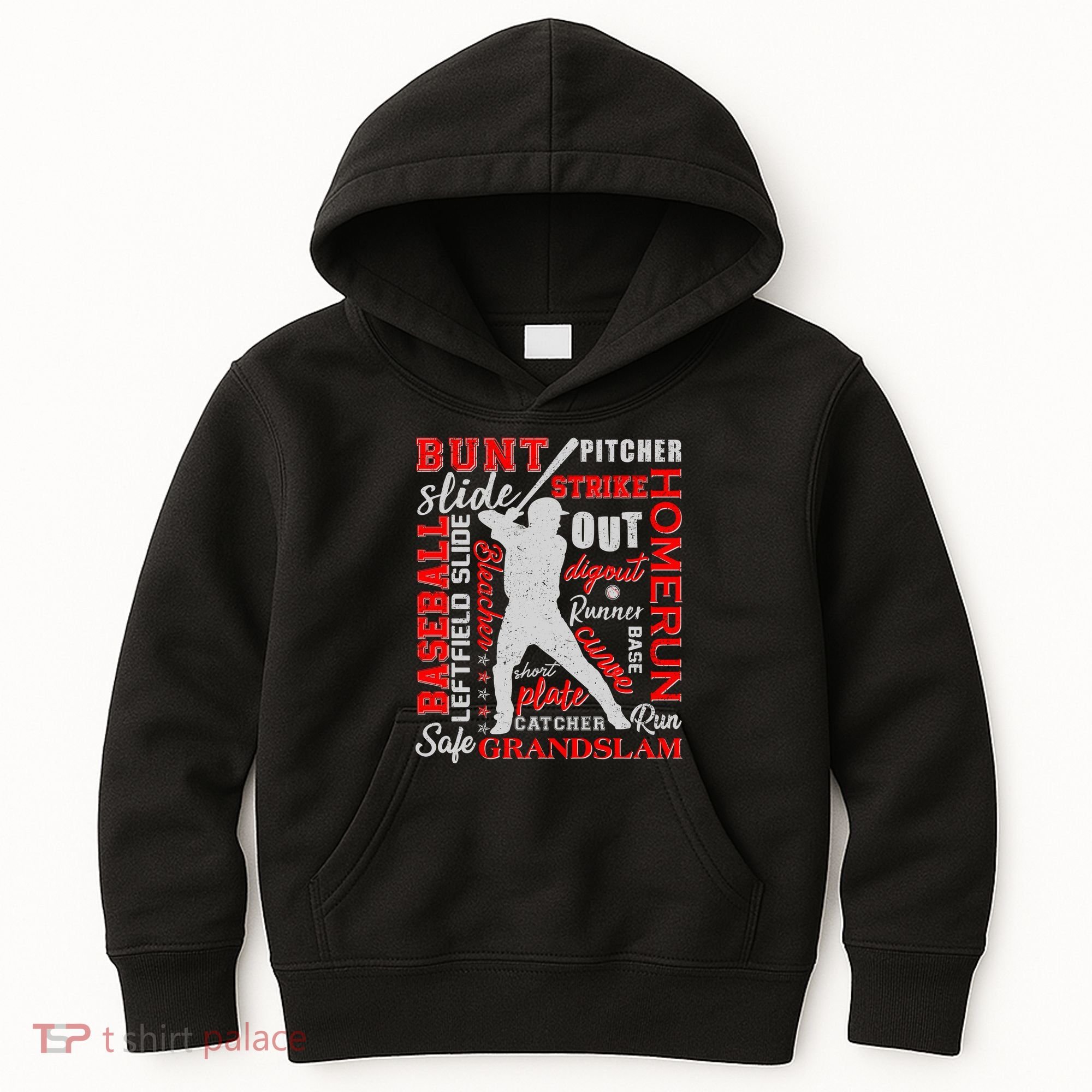 Baseball Typography Word Art Kids Hoodie
