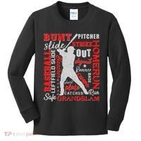 Baseball Typography Word Art Kids Long Sleeve Shirt thumb 0