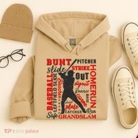 Baseball Typography Word Art Hoodie thumb 4