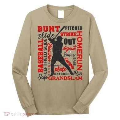 Baseball Typography Word Art Long Sleeve Shirt