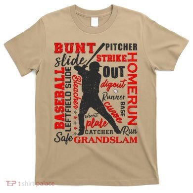 Baseball Typography Word Art T-Shirt