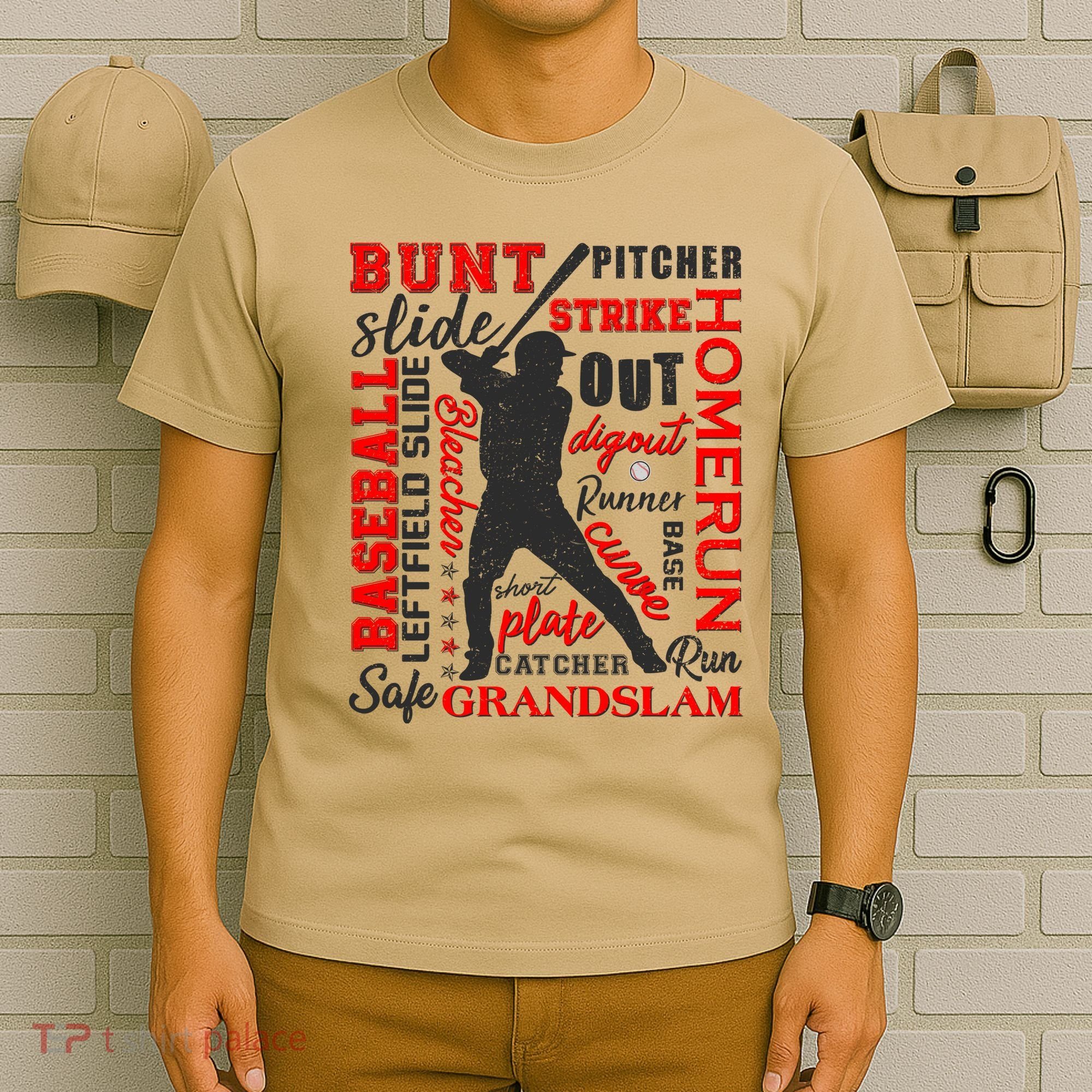 Baseball Typography Word Art T-Shirt