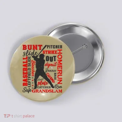 Baseball Typography Word Art Button