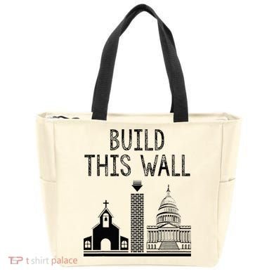 Build This Wall Ironic Separate Church And State Tote Bag
