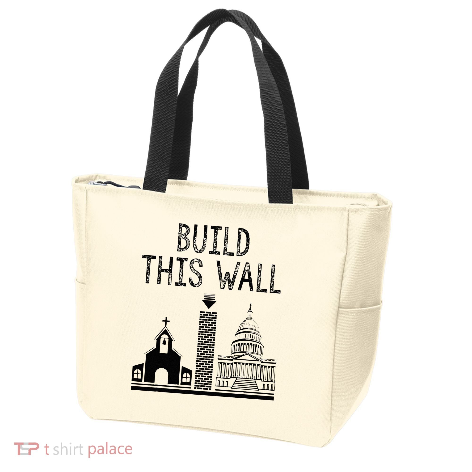 Build This Wall Ironic Separate Church And State Tote Bag