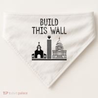 Build This Wall Ironic Separate Church And State USA-Made Doggie Bandana thumb 0