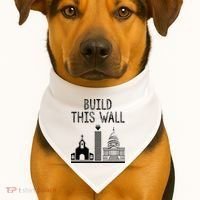 Build This Wall Ironic Separate Church And State USA-Made Doggie Bandana thumb 1