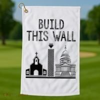 Build This Wall Ironic Separate Church And State Golf Towel thumb 1