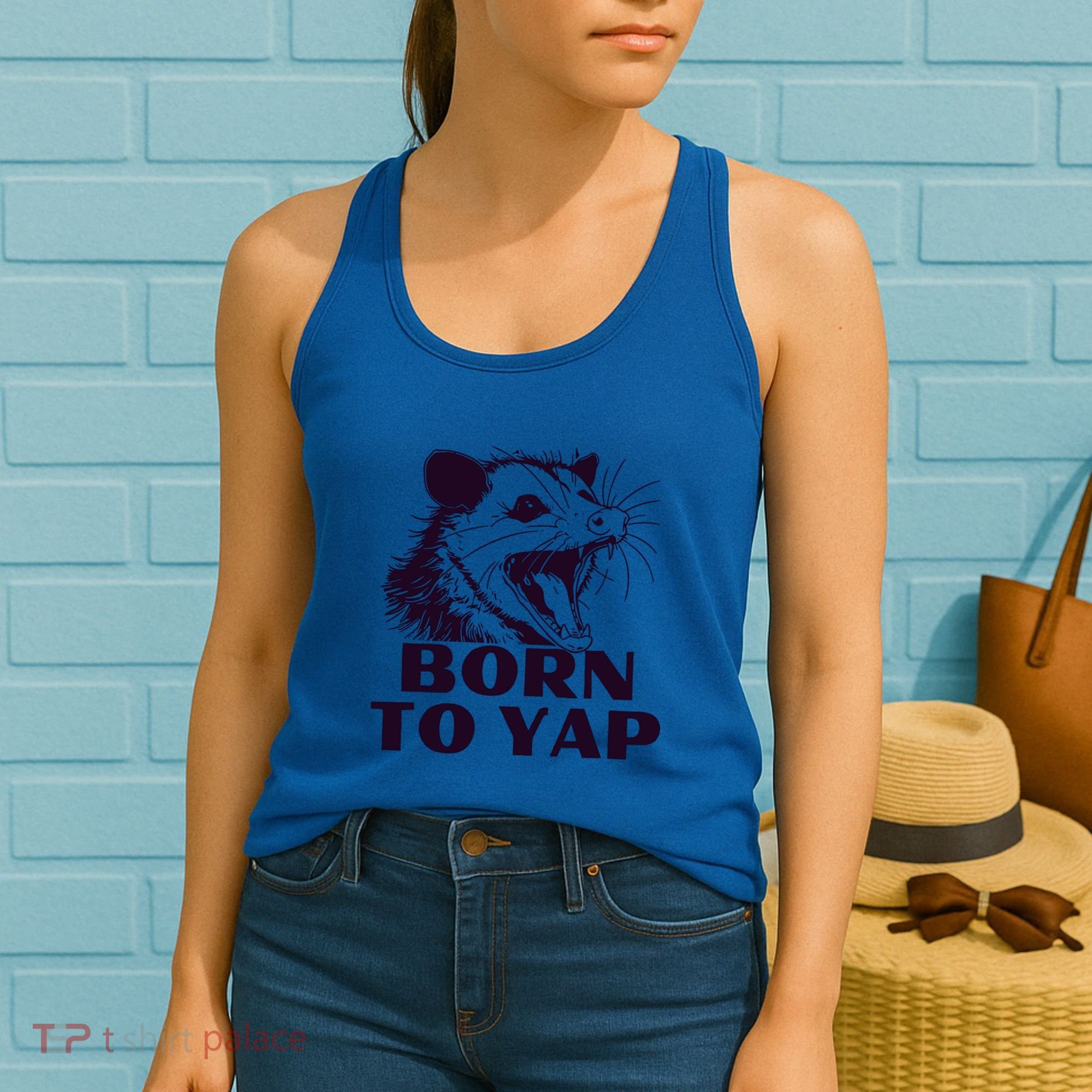 Born To Yap Funny Opossun Meme Awesome Possum Weird Gift Women's Tank Top