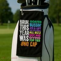 Bruh This Year Was Goated No Cap Funny Last Day Of School Golf Towel thumb 2