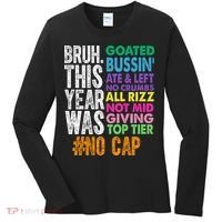 Bruh This Year Was Goated No Cap Funny Last Day Of School Women's Long Sleeve Shirt thumb 0